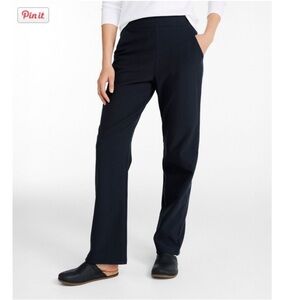 LL Bean M P Women's Perfect Fit Pants, Fleece-Backed Straight-Leg Black New
